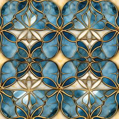 A close up of a stained glass window. Digital image. Seamless pattern.