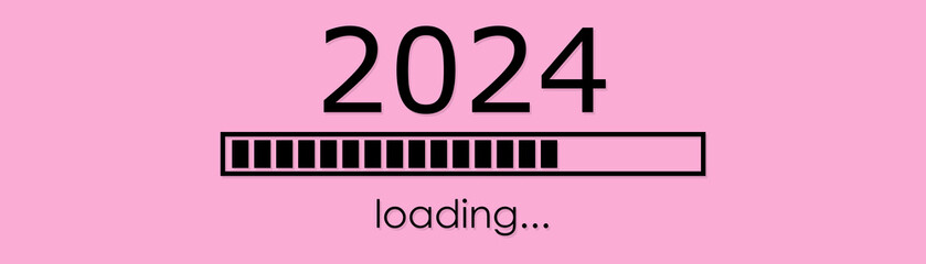 new year 2024 loading bar - obrazy, fototapety, plakaty