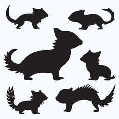 Axolotl silhouettes and icons. Black flat color simple elegant Axolotl animal vector and illustration.	