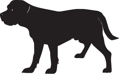 Labrador Vector silhouette, Dog vector silhouette, black color dog silhouette