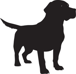 Labrador Vector silhouette, Dog vector silhouette, black color dog silhouette