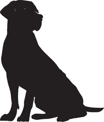 Labrador Vector silhouette, Dog vector silhouette, black color dog silhouette