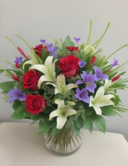 bueatiful flowers with butterfly multi cloure and roses and lily
