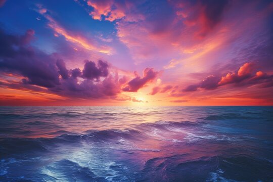 landscape of a beautifully painted sunset on the sea
