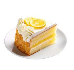 Delicious Slice of Lemon Cake Isolated on a Transparent Background
