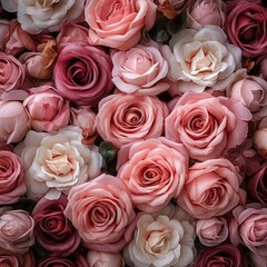 Beautiful pink and white rose flowers background