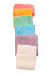 Freeze Dried Candy Fruit Flavored Bar Candies Isolated on White Background