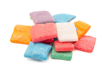 Freeze Dried Candy Fruit Flavored Bar Candies Isolated on White Background