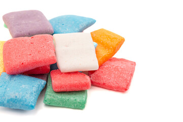 Freeze Dried Candy Fruit Flavored Bar Candies Isolated on White Background