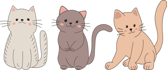 kittens in doodle style vector