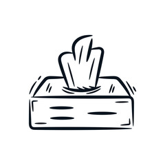 Tissue box hand drawn sketch line drawing vector icon cartoon illustration