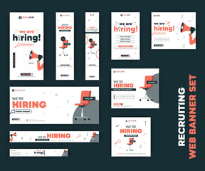 We are hiring job vacancy web banner set design, 
Recruitment advertising  web banner set, Corporate web banner set design temploate, Web Banner Design