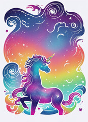 Obraz na płótnie Canvas A beautiful unicorn, lost in galaxy background