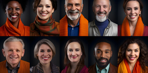 People portraits with different hair styles, skin colors, ages and ethnicities. Multiethnic concept photo