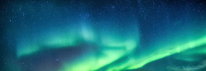 Keuken foto achterwand Noorderlicht Aurora borealis or northern lights with starry glowing in the night sky