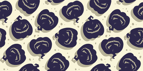 Halloween seamless pattern with pumpkins for halloween design. Wallpaper or background with orange autumn pumpkins for october party banner, poster or postcard