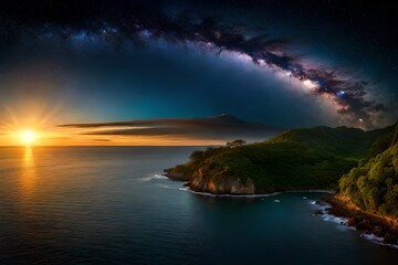 rainbow over the sea generated AI