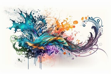 Abstract colorful background with splashes and swirls