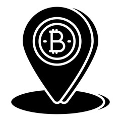 A flat design icon of bitcoin location 
