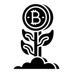 Bitcoin plant growth icon in editable design 