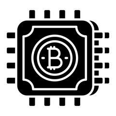 A unique design icon of bitcoin processor