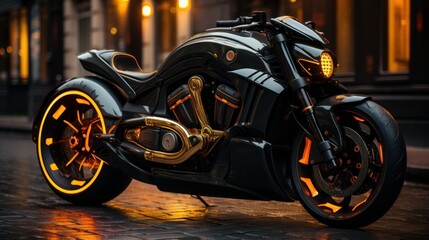 nspired custom motorcycles rolling down the road and looking sweet, future bikes, rim lighting, cinematic lighting,