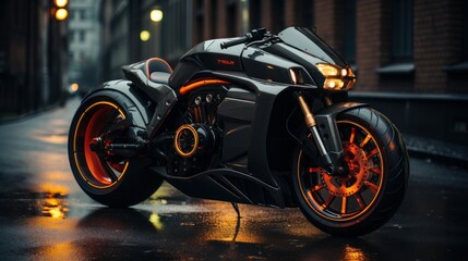 nspired custom motorcycles rolling down the road and looking sweet, future bikes, rim lighting, cinematic lighting,