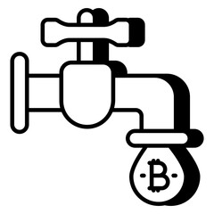 An editable design icon of bitcoin faucet 
