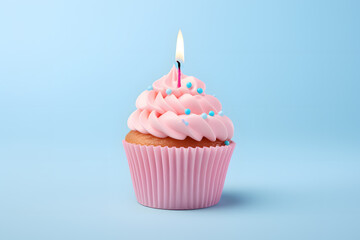 3d illustration of cupcake cup isolated on light sky-blue background