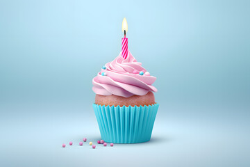 3d illustration of cupcake cup isolated on light sky-blue background