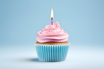 3d illustration of cupcake cup isolated on light sky-blue background