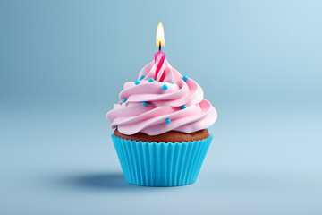 3d illustration of cupcake cup isolated on light sky-blue background