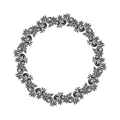 Vector floral leaves frame with blank space, isolated