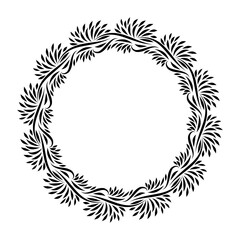 Vector floral leaves frame with blank space, isolated