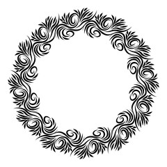Vector floral leaves frame with blank space, isolated