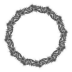 Vector floral leaves frame with blank space, isolated