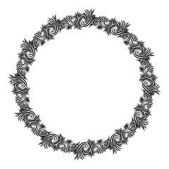 Vector floral leaves frame with blank space, isolated