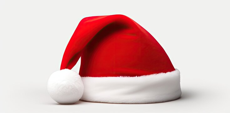 Single Santa Claus red hat isolated on white background created with Generative AI technology