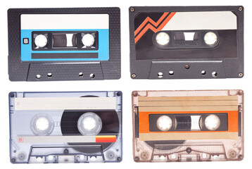 Collection of various vintage audio cassettes tapes