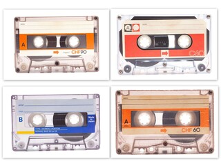 Collection of various vintage audio cassettes tapes
