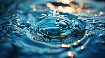 Droplet of water hitting to surface of water, macrophotography