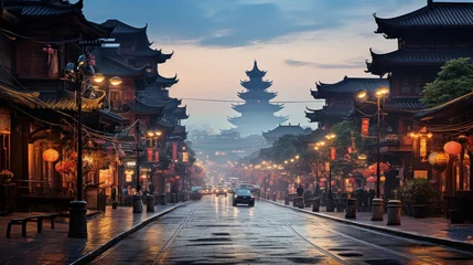 Papier Peint photo Lavable Pékin Chang'an Street, Panoramic View