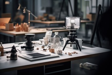 workplace of a designer in a modern interior, ai tools generated image
