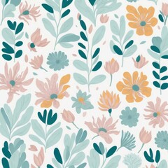A close-up of a small pastel lilies pattern background with white flowers. AI-Generated.