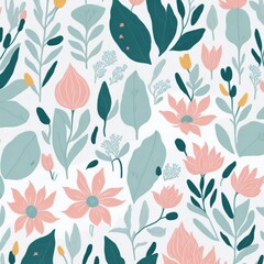 A close-up of a small pastel lilies pattern background with white flowers. AI-Generated.