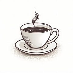 Obraz premium Espresso Shot: a colorful illustration of a cup with a strong shot of coffee, Cappucino, latte machiato, cocoa, espresso, hot chocolate, americano, ice coffee or Café Au Lait, Generative AI