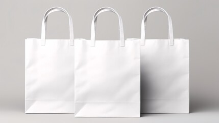 Mockup set of Realistic white Shopping Bag for branding and corporate identity design. Paper package template isolated on white