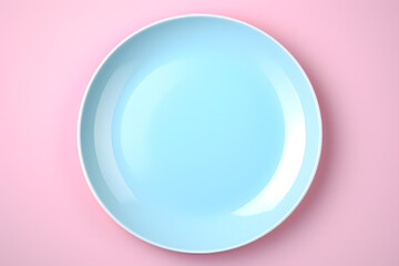 3d illustration mock up of empty blue plate 
