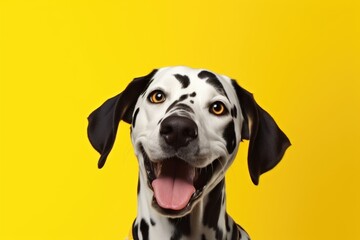 cute dog on yellow background, AI Generated