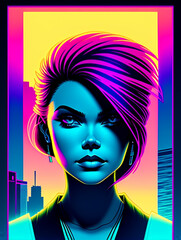 Neon Vixen: Futuristic Cyberpunk Femme Fatale